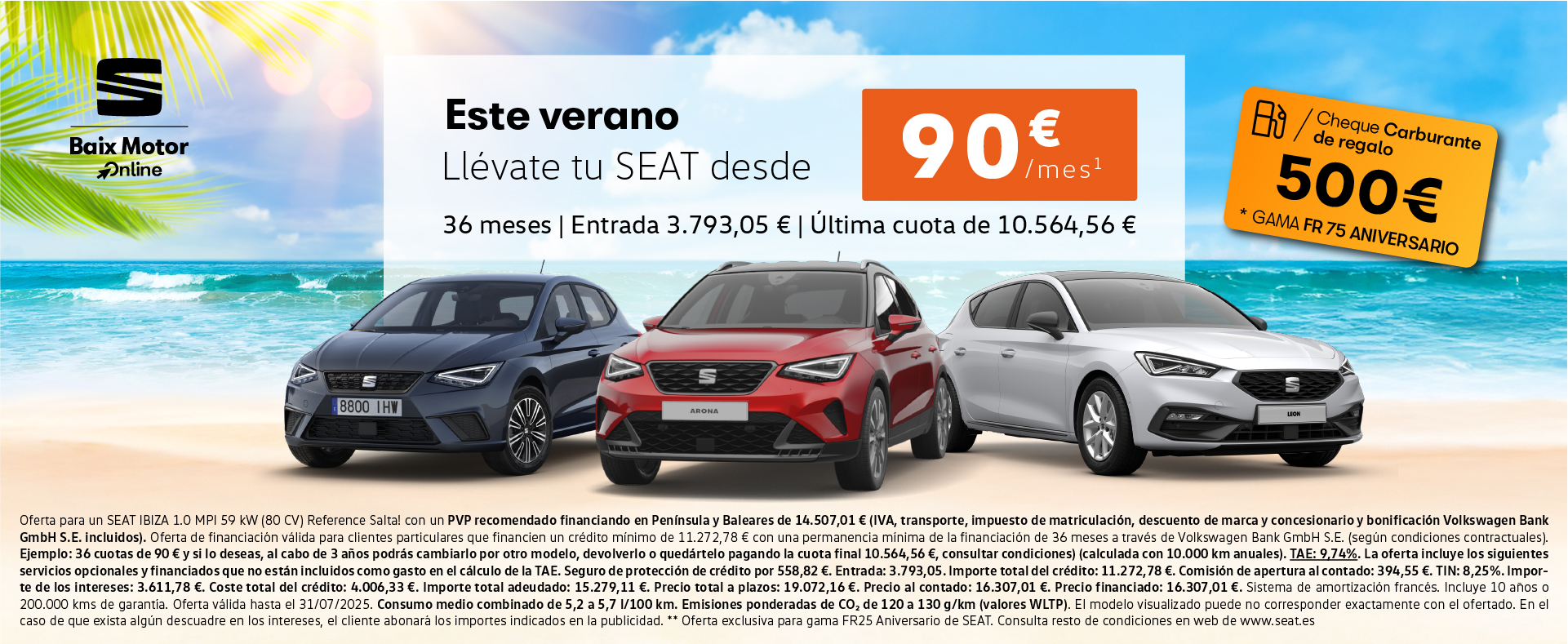 ¡Este Veranos tu SEAT por 90€/mes!